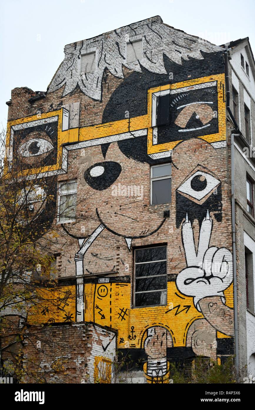 Halle/Saale, Deutschland. 28 Aug, 2018. Eine Gemalte Haus, Deutschland, Stadt Halle (Saale), 22. November 2018. Credit: Frank Mai | Nutzung weltweit/dpa/Alamy leben Nachrichten Stockfoto