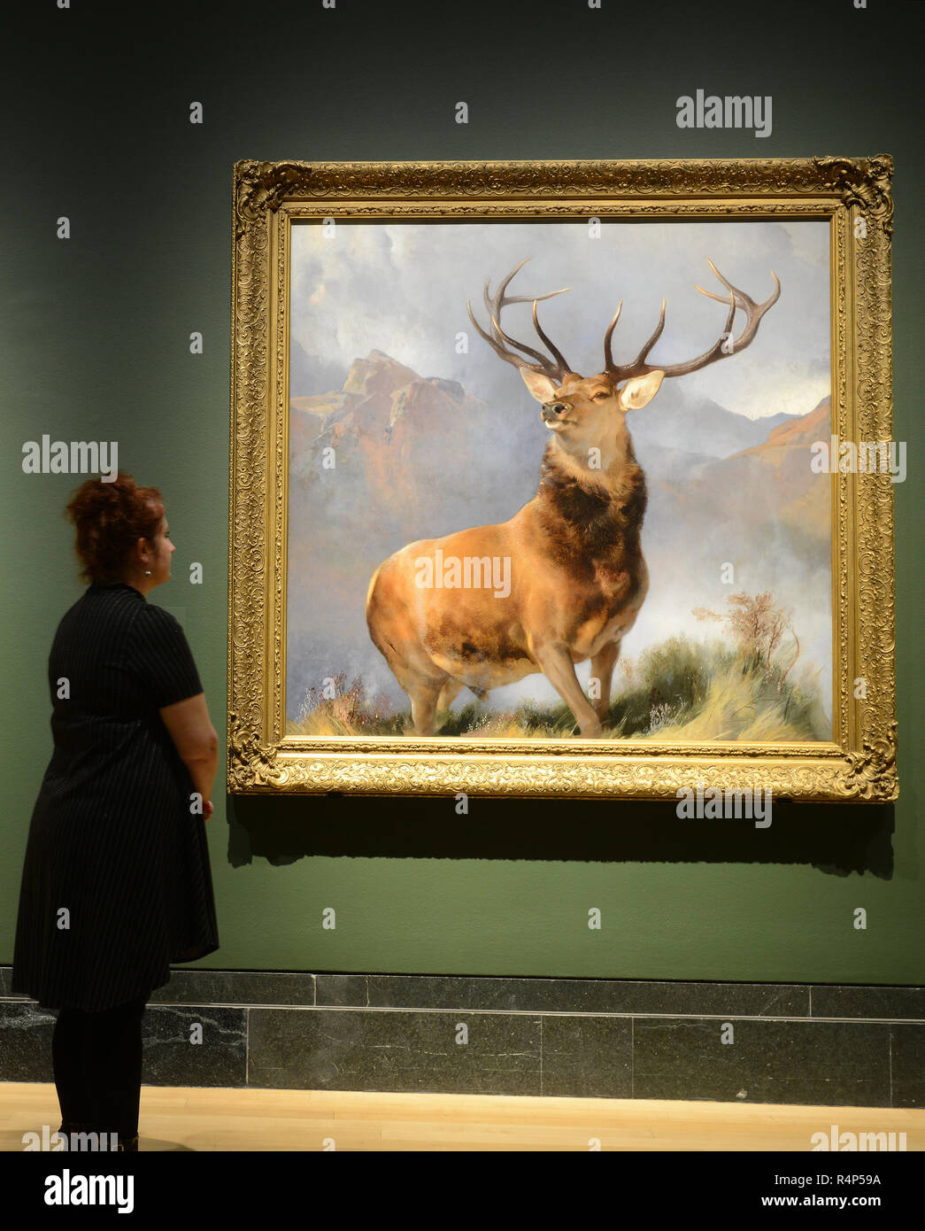 London, Großbritannien. 28. November 2018. Die Monarch der Glen geht auf Anzeige in der Nationalgalerie. Um 1851 durch englische Künstler Sir Edwin Landseer gemalt, es zeigt einen kapitalen Hirsch und ist wohl der weltweit bekannteste Tier Malerei. Credit: Howard Jones/Alamy leben Nachrichten Stockfoto