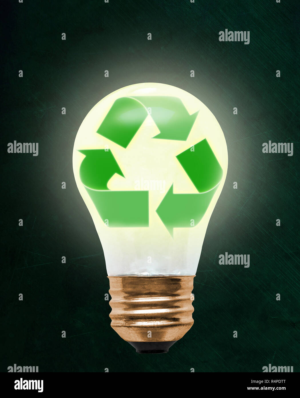 Recycling Symbol innen floating Glühbirne mit kopieren. Konzept der Ökologie, Umweltschutz; grüne Alternative. Elemente dieses Bild Stockfoto