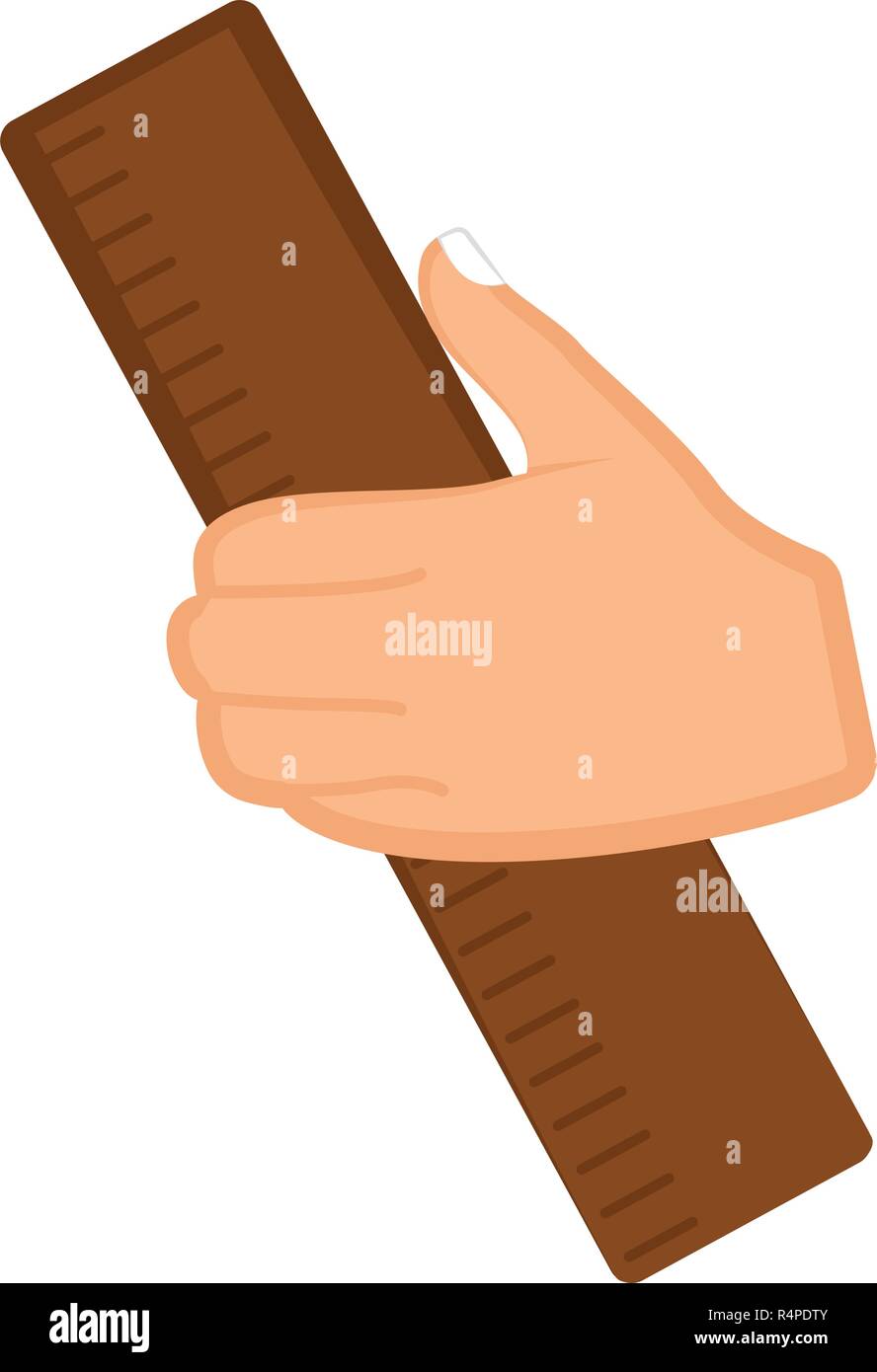Hand mit einem Lineal Stock Vektor