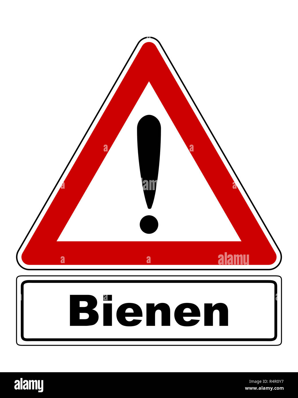 Warnschild mit Ausrufezeichen und zusätzliche Informationen Stockfoto
