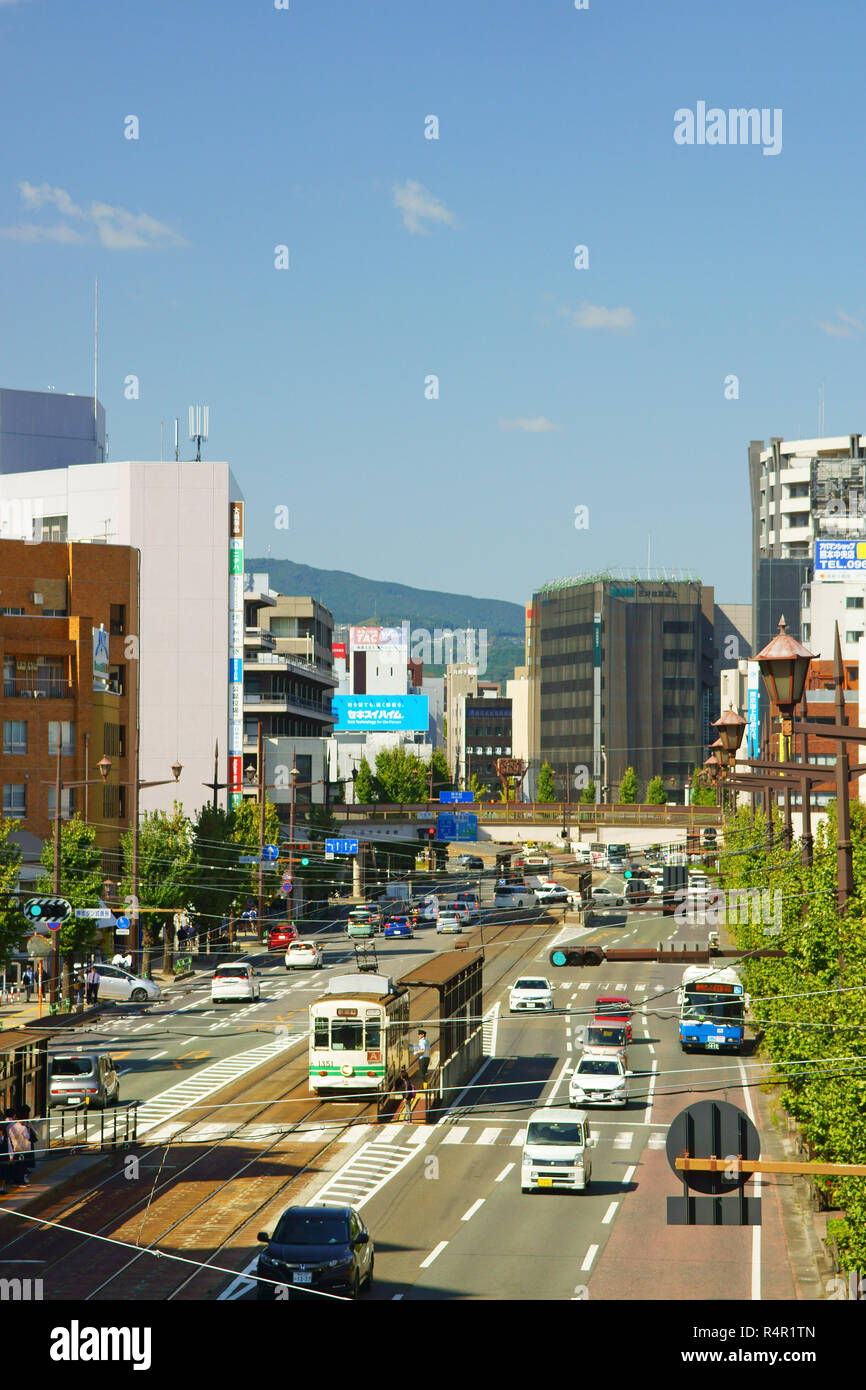 Kumamoto Stadtzentrum, Präfektur Kumamoto, Japan Stockfoto