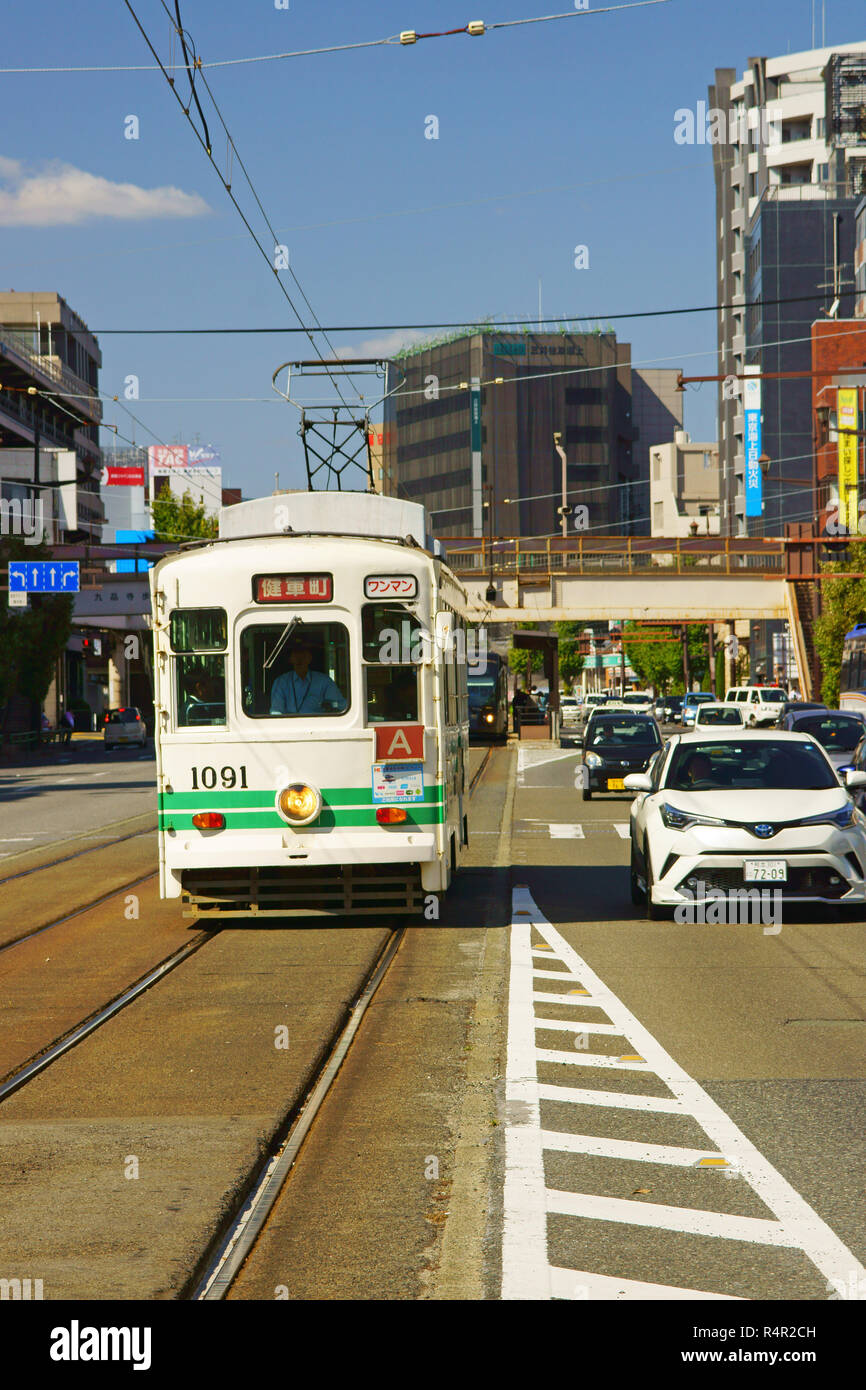 Kumamoto Straßenbahn, Präfektur Kumamoto, Japan Stockfoto