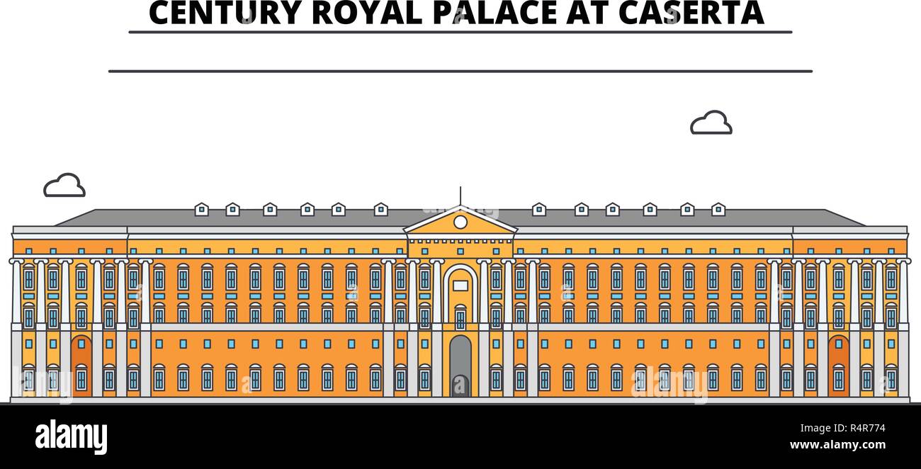 Jahrhundert Royal Palace in Caserta. Aquädukt von Vanvitelli. San Leucio line Reisen Sehenswürdigkeit, Skyline vektor design. Jahrhundert Royal Palace in Caserta. Aquädukt von Vanvitelli. San Leucio Abbildung Stock Vektor