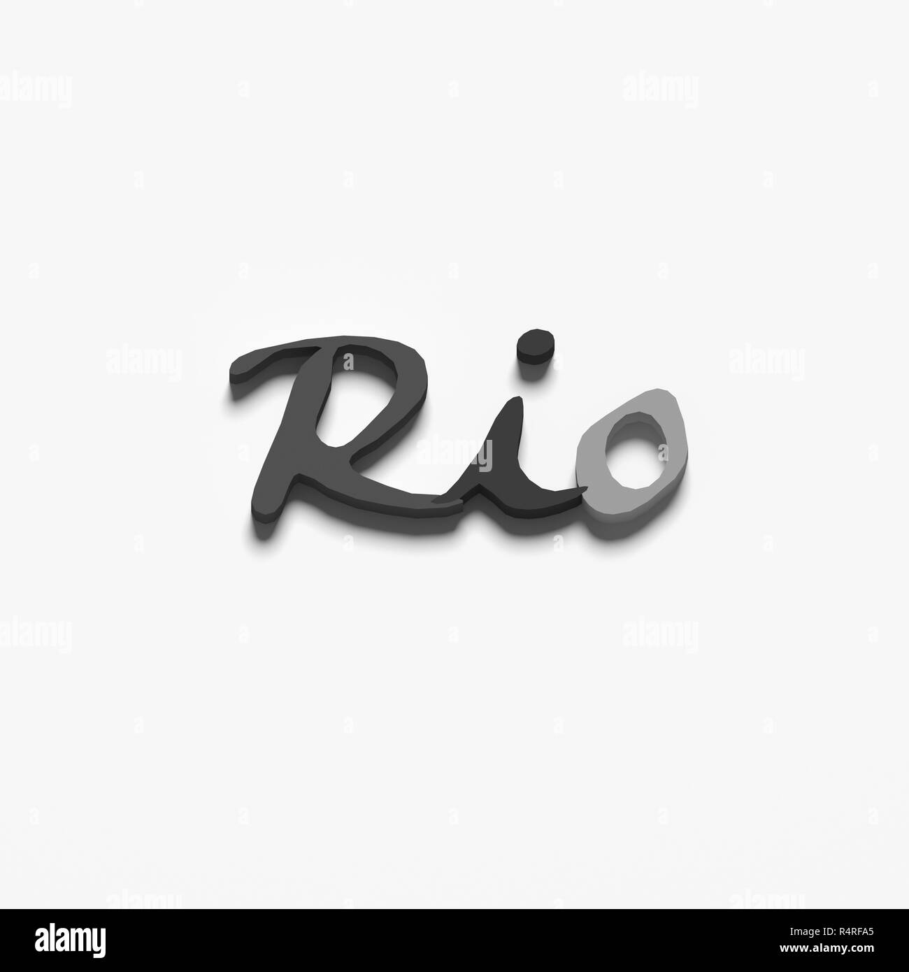 3D-Rendering Worte 'RIO' AUF EINFACHEN HINTERGRUND Stockfoto