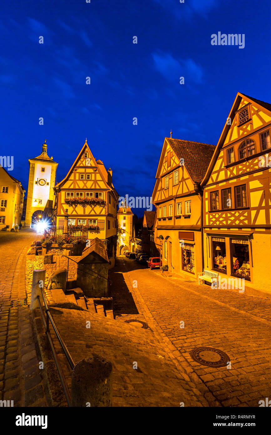 Rothenburg o.d. Tauber Nacht Stockfoto
