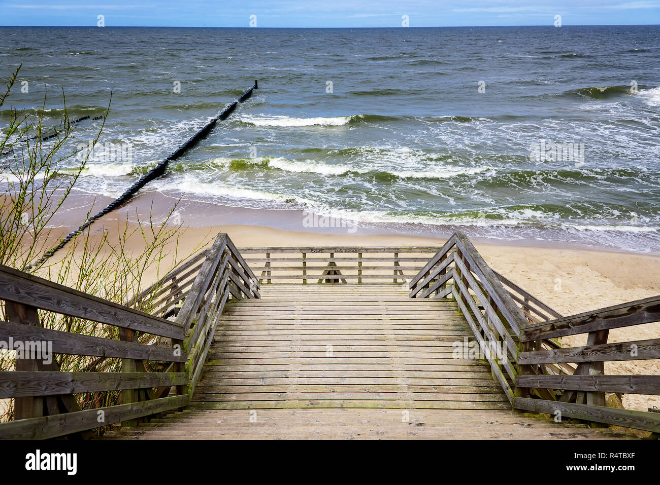 Zugang zum Strand Ustronie Morskie Ostsee Westpommern Stockfoto