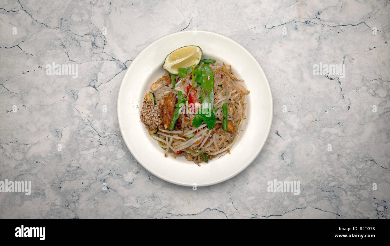 Orientalisches Essen, Gemüse & tofu Pad Thai Stockfoto