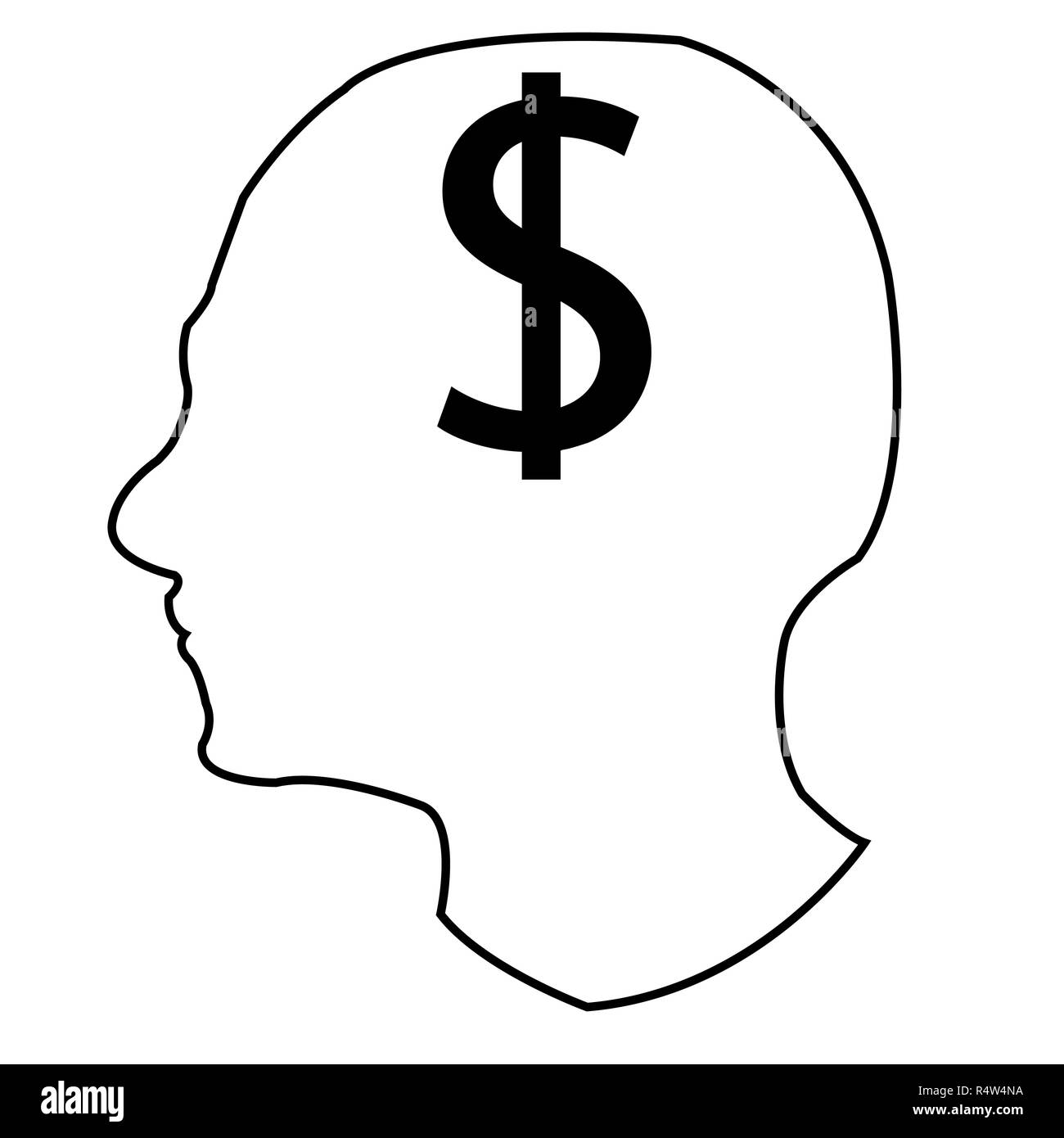 Kopf und Geld Stockfoto