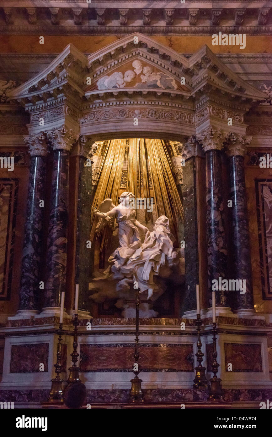 Die Ekstase der Heiligen Teresa, Rom, Italien Stockfoto