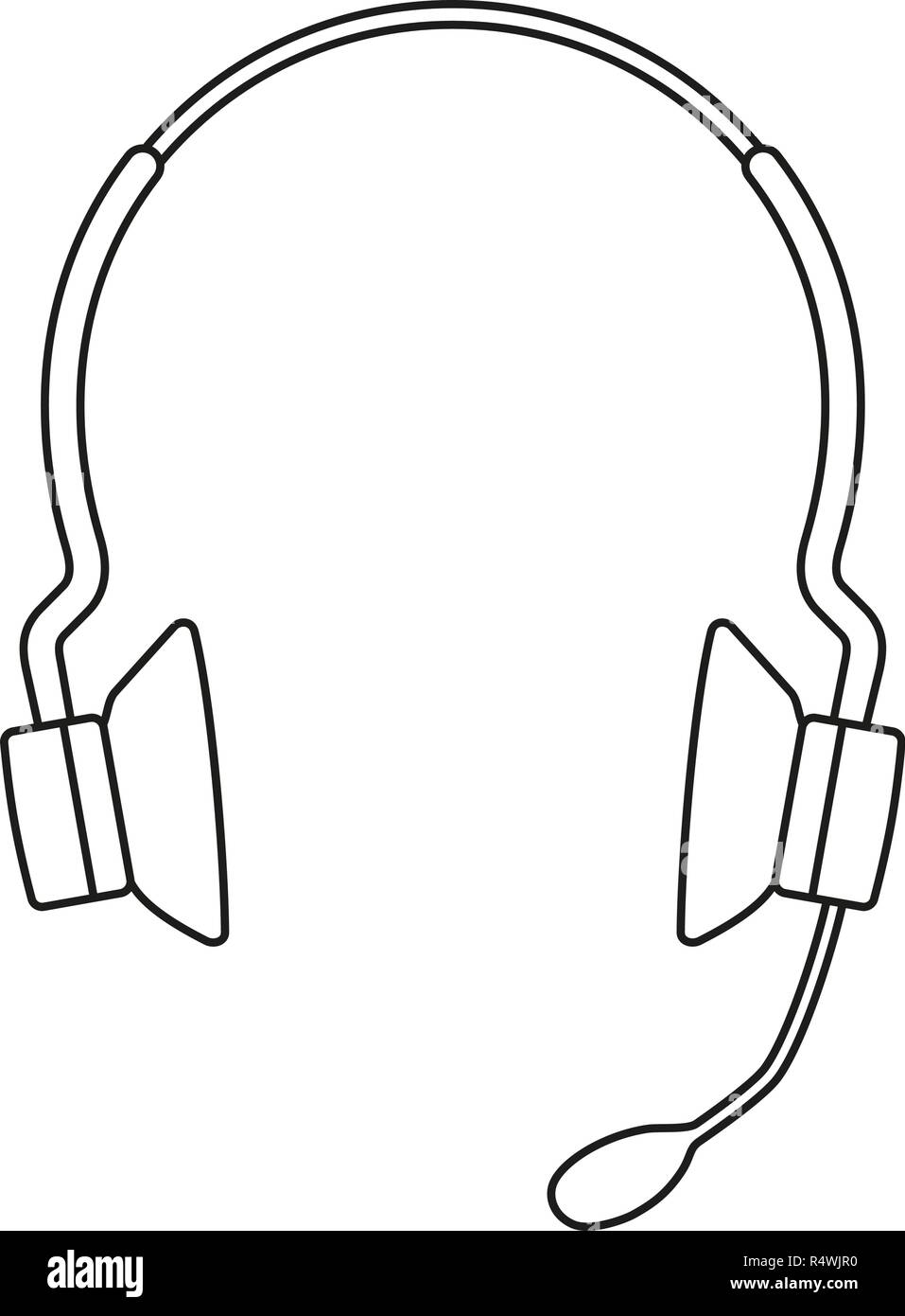 Line Art schwarz und weiß Wireless Headset Stock Vektor