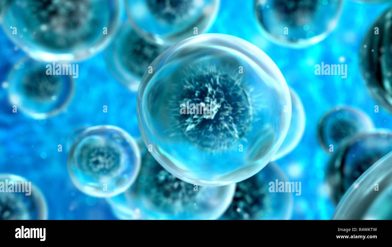 Zelle abstraktes Konzept. Unter dem Mikroskop. 3D-Render Abbildung Stockfoto