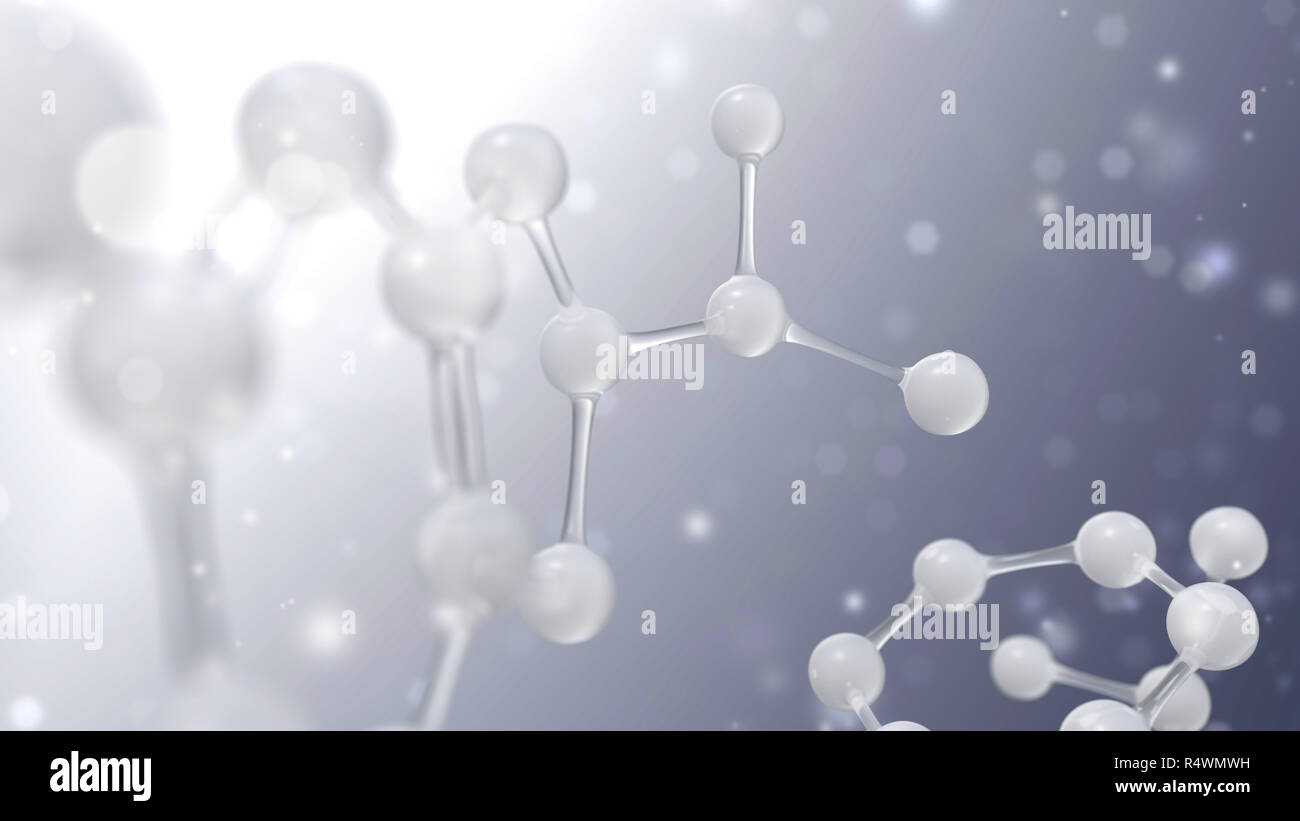 Wissenschaft Hintergrund mit molekularen Modell der Atom Struktur. 3D-Render Abbildung Stockfoto