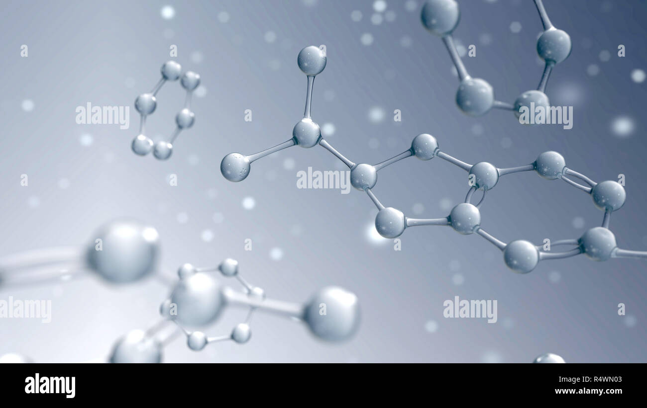 Wissenschaft Hintergrund mit molekularen Modell der Atom Struktur. 3D-Render Abbildung Stockfoto
