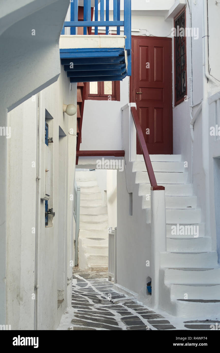 Traditionellen Weißen Gasse in Mykonos Stockfoto