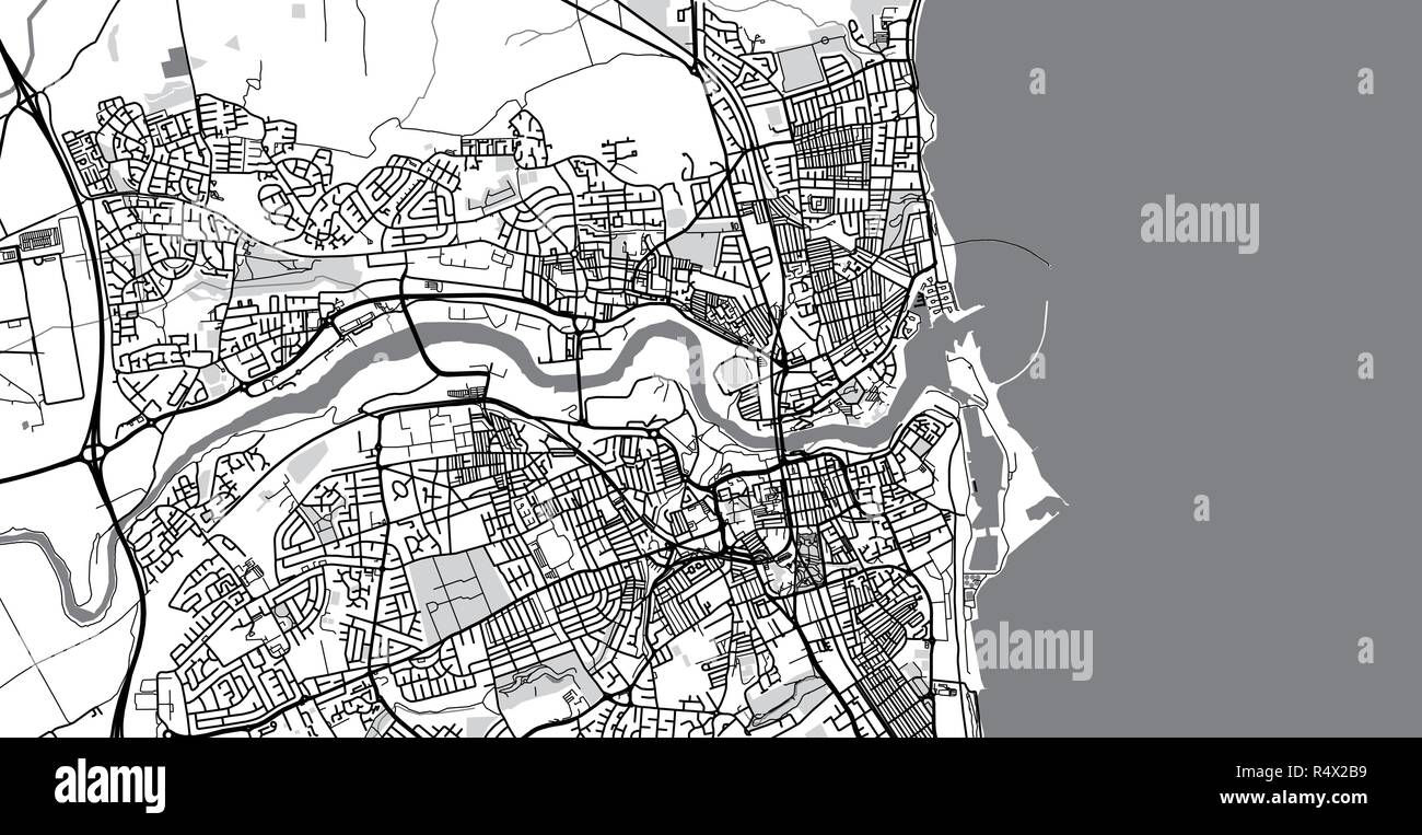 Urban vektor Stadtplan von Sunderland, England Stock Vektor