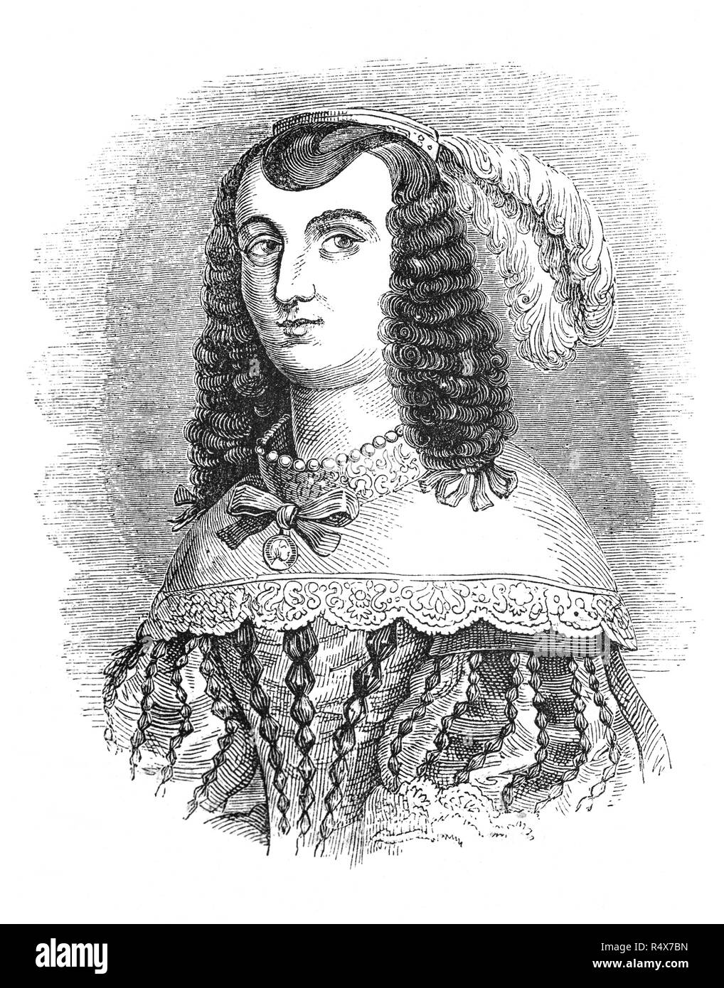 Katharina von Braganza (1638-1705) war Königin von England, Schottland und Irland von 1662 bis 1685, als die Frau des Königs Charles II, aber keine Erben für den König, mit drei Fehlgeburten erlitten. Sie war die Tochter von König Johann IV., der erste König von Portugal wurde aus dem Hause Braganza im Jahre 1640. Jedoch aufgrund ihrer Hingabe zum römisch-katholischen Glauben, in dem sie erhoben worden waren, Catherine war unbeliebt in England, wird aber mit Einführung der Britischen Tee-trinken, das wurde dann unter den portugiesischen Adel verbreitete gutgeschrieben. Stockfoto