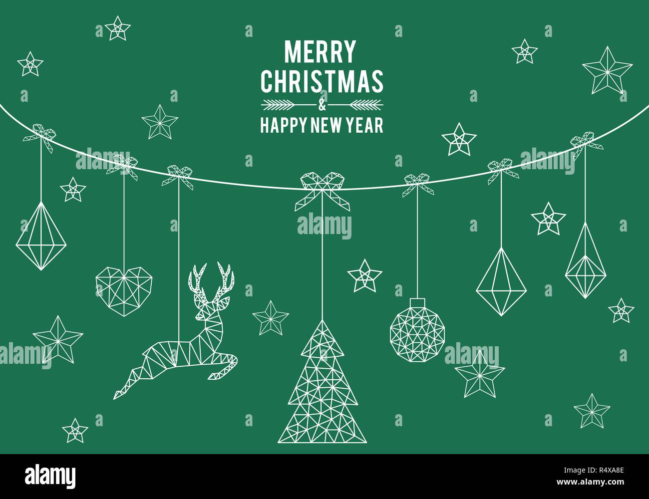 Geometrische Weihnachtskarte, einfache, moderne Linie kunst, von Vektor Grafik Design Elemente einstellen Stock Vektor