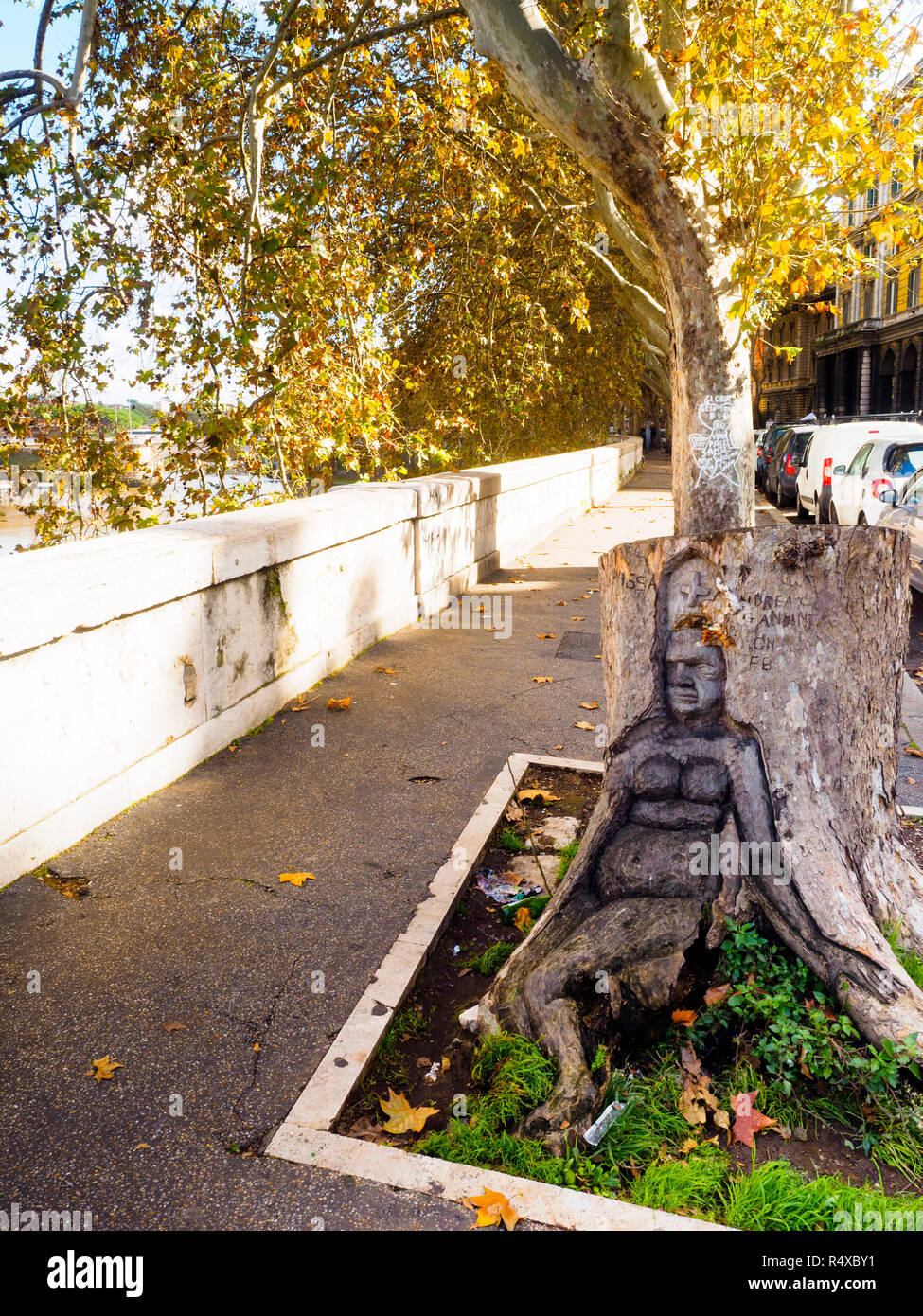 Sculpured Baum in Lungotevere della Farnesina - Rom, Italien Stockfoto