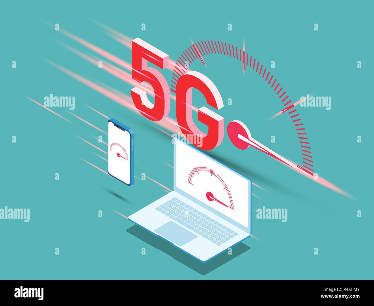 Der Vektor der neuen 5. Generation von Internet Konzept, der Geschwindigkeit der 5G-Netzwerk wireless Internet. Stock Vektor