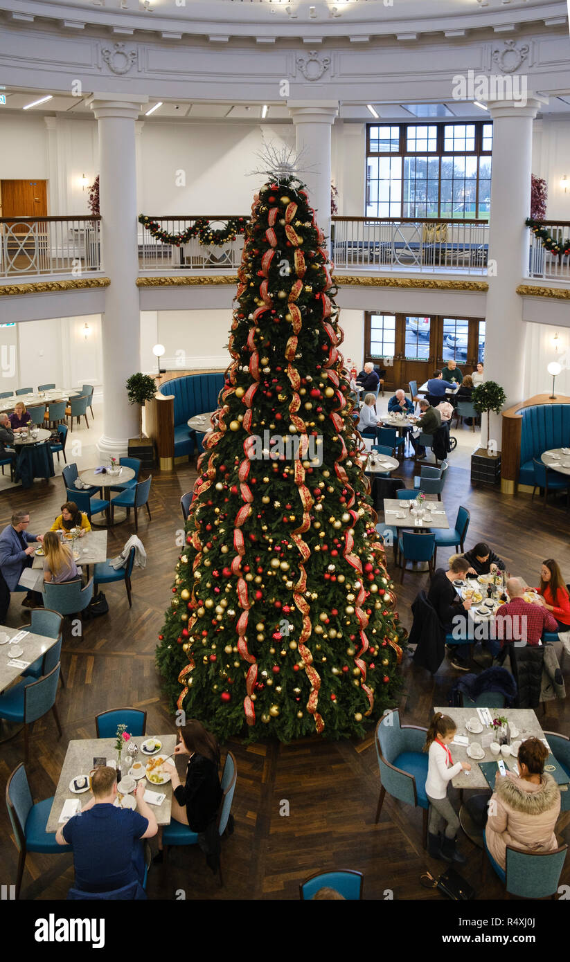Weihnachtsbaum in der grabenbagger's Restaurant in der spanischen Stadt Whitley Bay Stockfoto