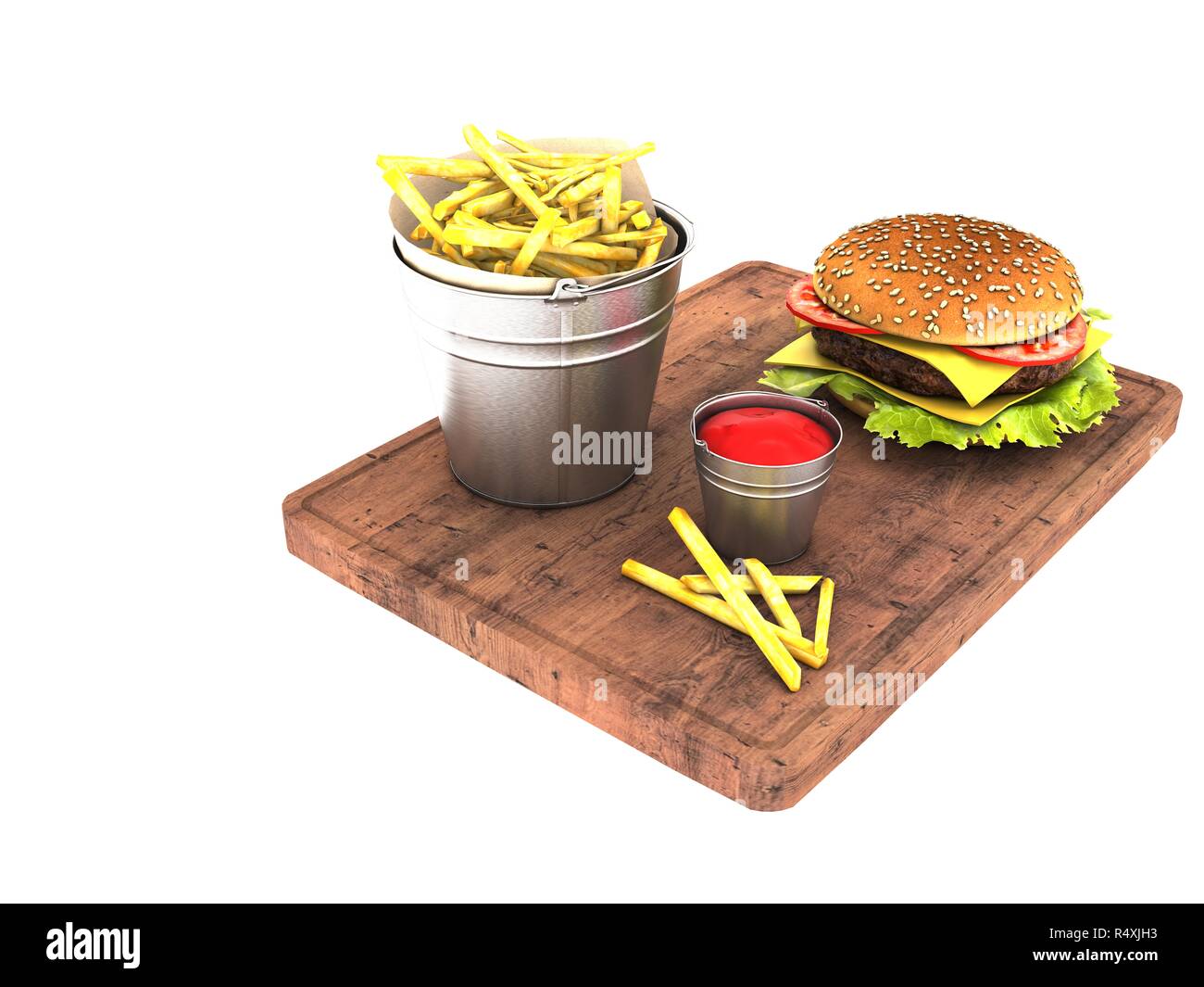 3D-Render der Hamburger fast food Menü Stockfoto