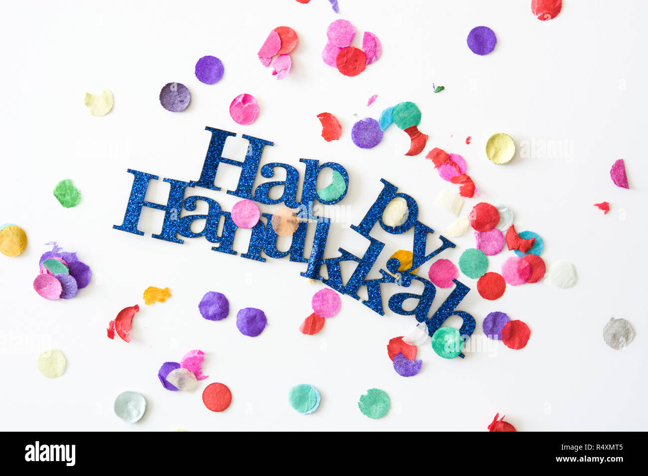 Happy Chanukka und Konfetti Hintergrund Stockfoto Happy Chanukka und Konfetti Hintergrund Stockfoto