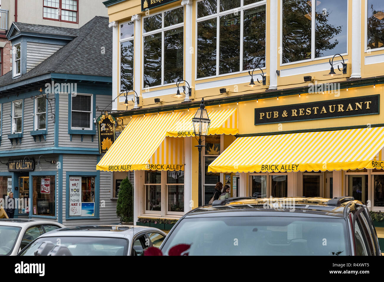 Brick Gasse Pub und Restaurant, Newport, Rhode Island, USA. Stockfoto