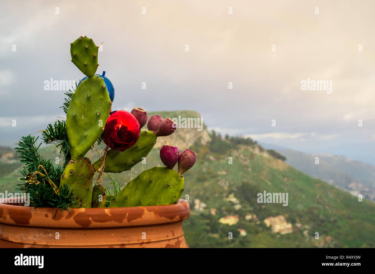 Weihnachten in Castelmola, Provinz Messina, Sizilien, Italien. Stockfoto