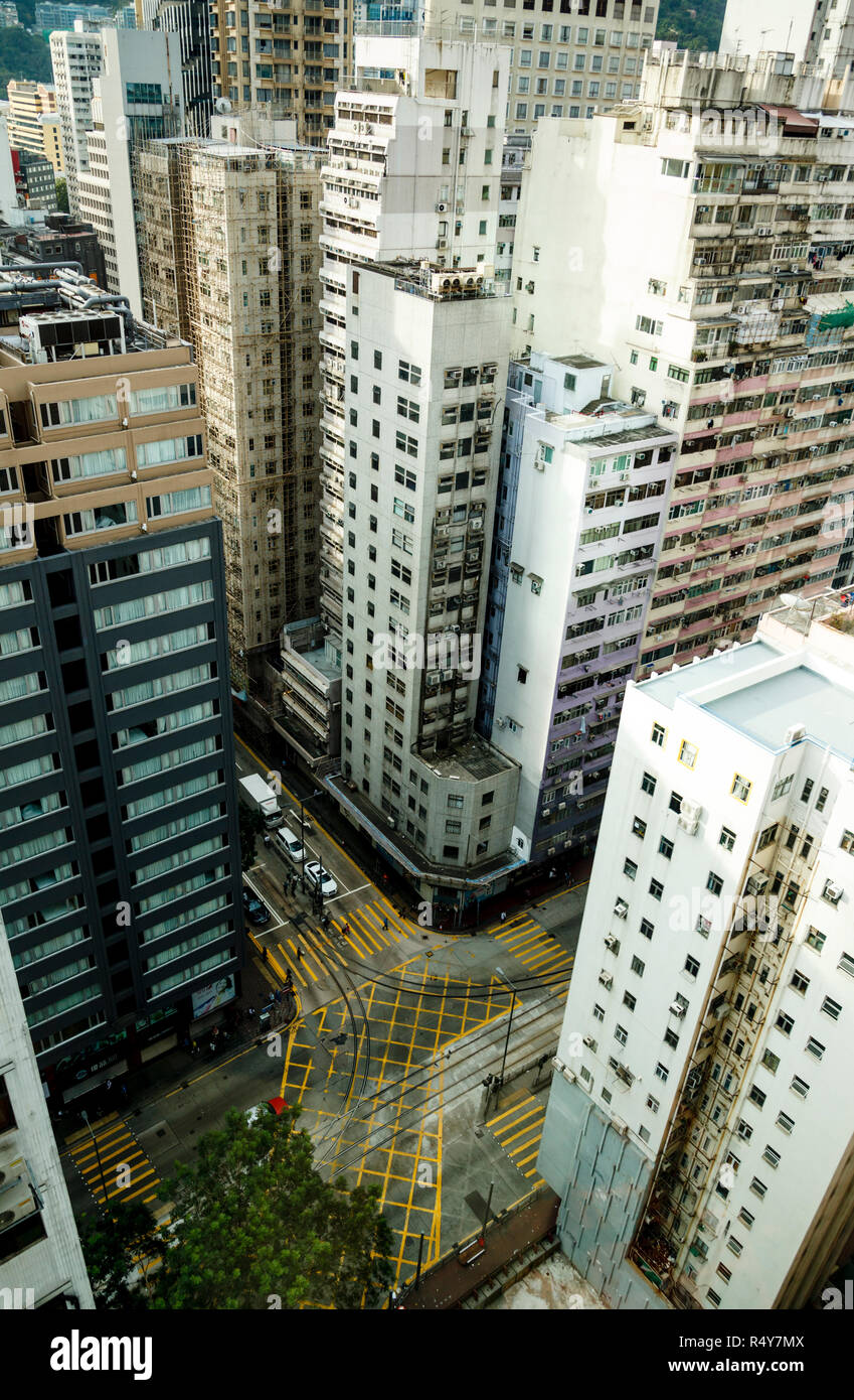 Ansicht der Hochhäuser auf Hong Kong Island Stockfoto