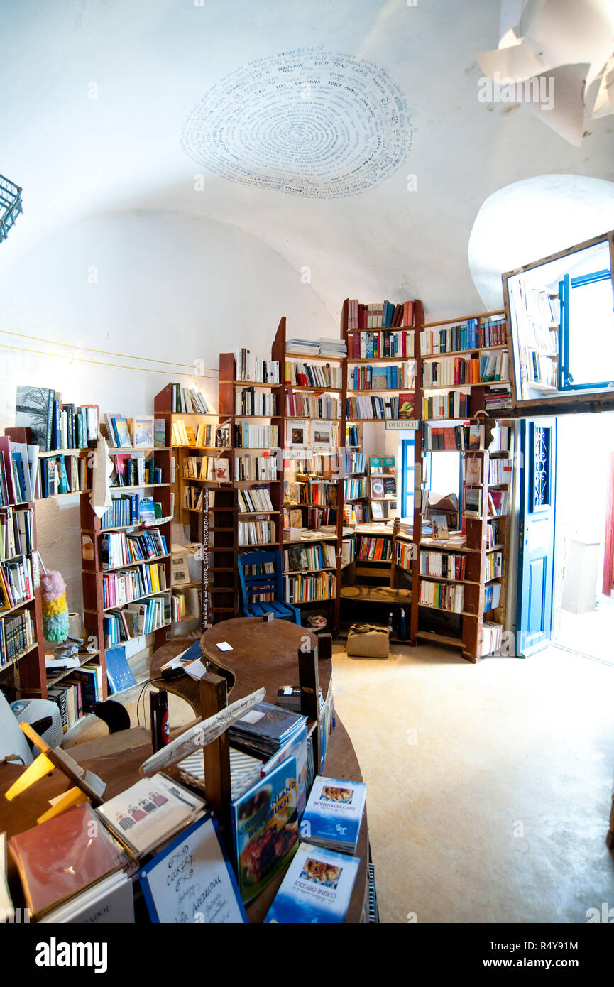 Atlantis Bookshop Santorini Griechenland Stockfoto