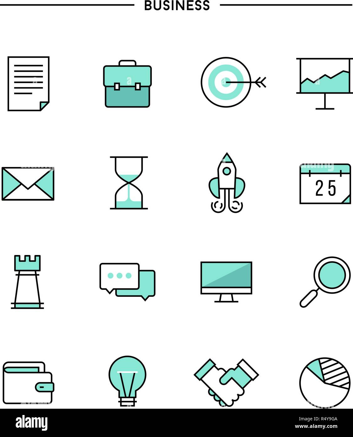 Reihe von dünne Linie flach Business icons Stock Vektor