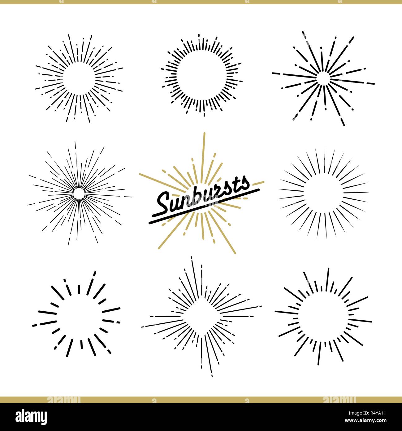Satz von sunburst Design Elemente für Abzeichen, Logos und Labels Stock Vektor