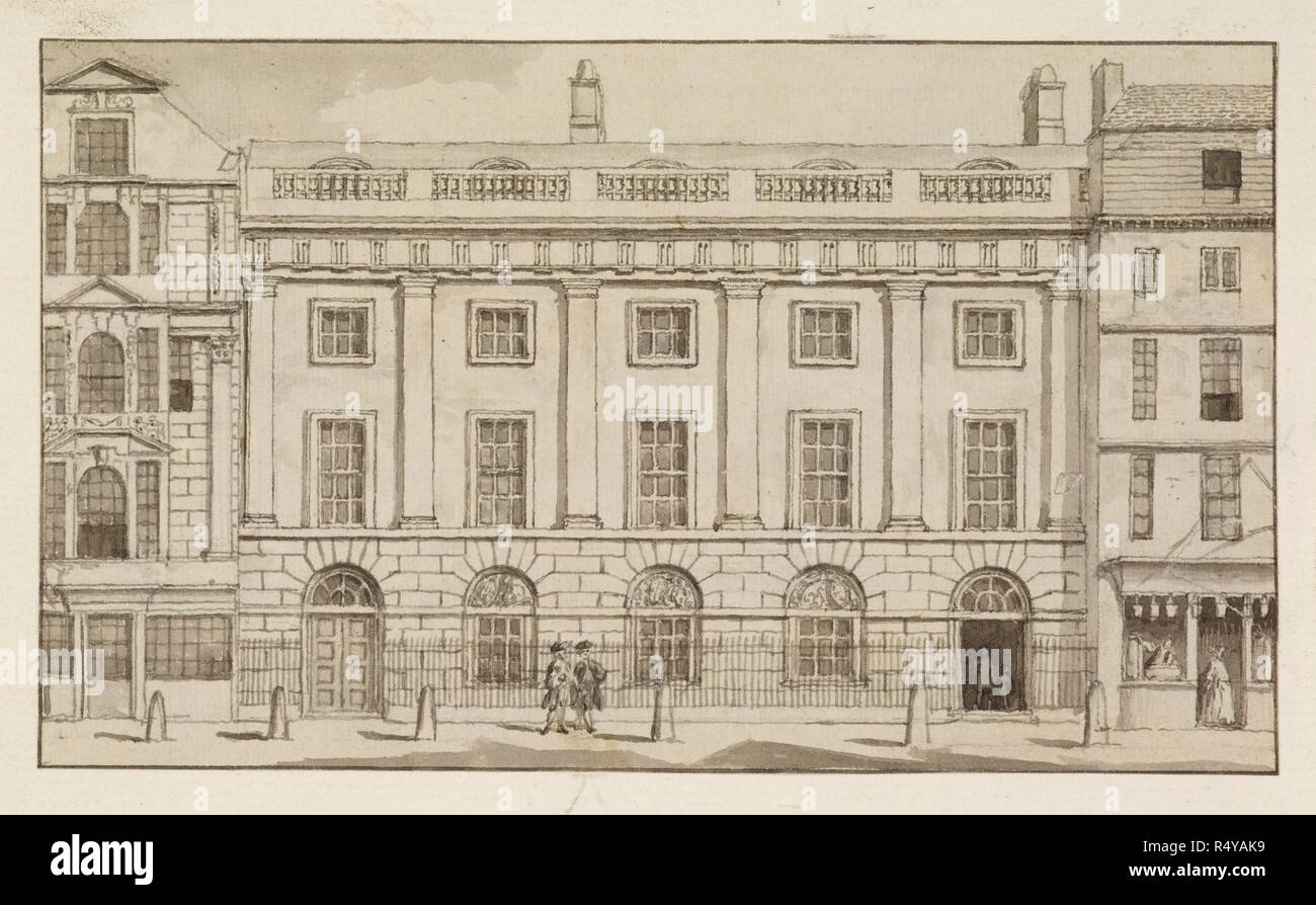 Abbildung: East India House in der Londoner City. Sitz der East Indian Company, koloniale Händler. . East India House, Leadenhall Street. Wale, Samuel (C. 1720-1786); East India House, Leadenhall Street, Waschen, c 1760. Quelle: WD 2056. Stockfoto