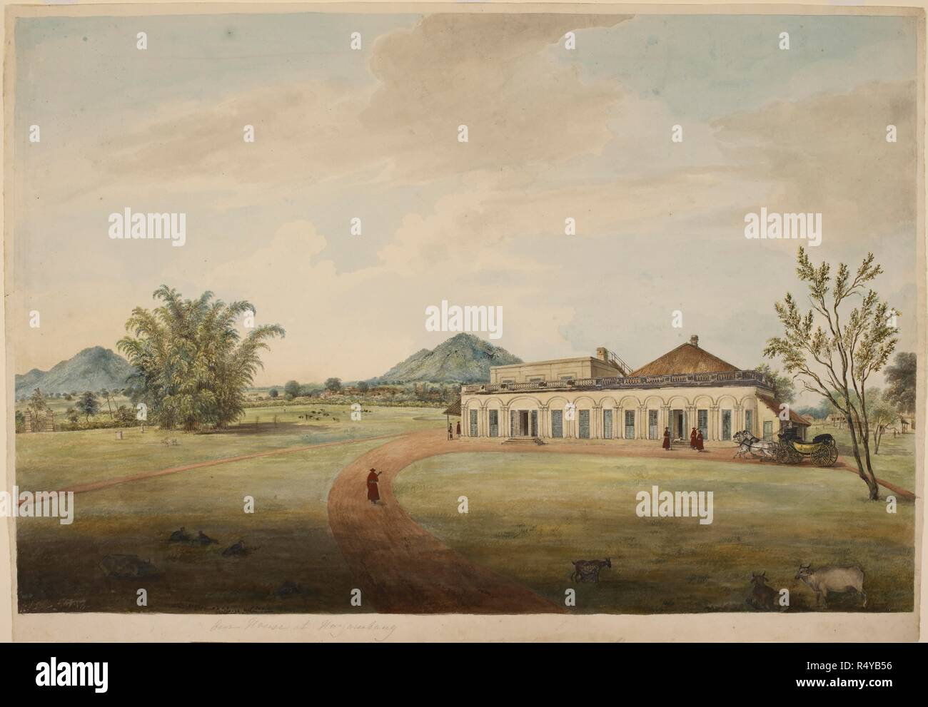 Bungalow von Lieutenant-Colonel W.R. Gilbert in Hazaribagh. Eine koloniale Wohnsitz für eine militärische Gentleman. Der Raj. ca. 1825. Indien. . Bungalow von lieut.-Oberst W.R. Gilbert in Hazaribagh (Bihar). Quelle: Hinzufügen. Oder. 2514. Stockfoto