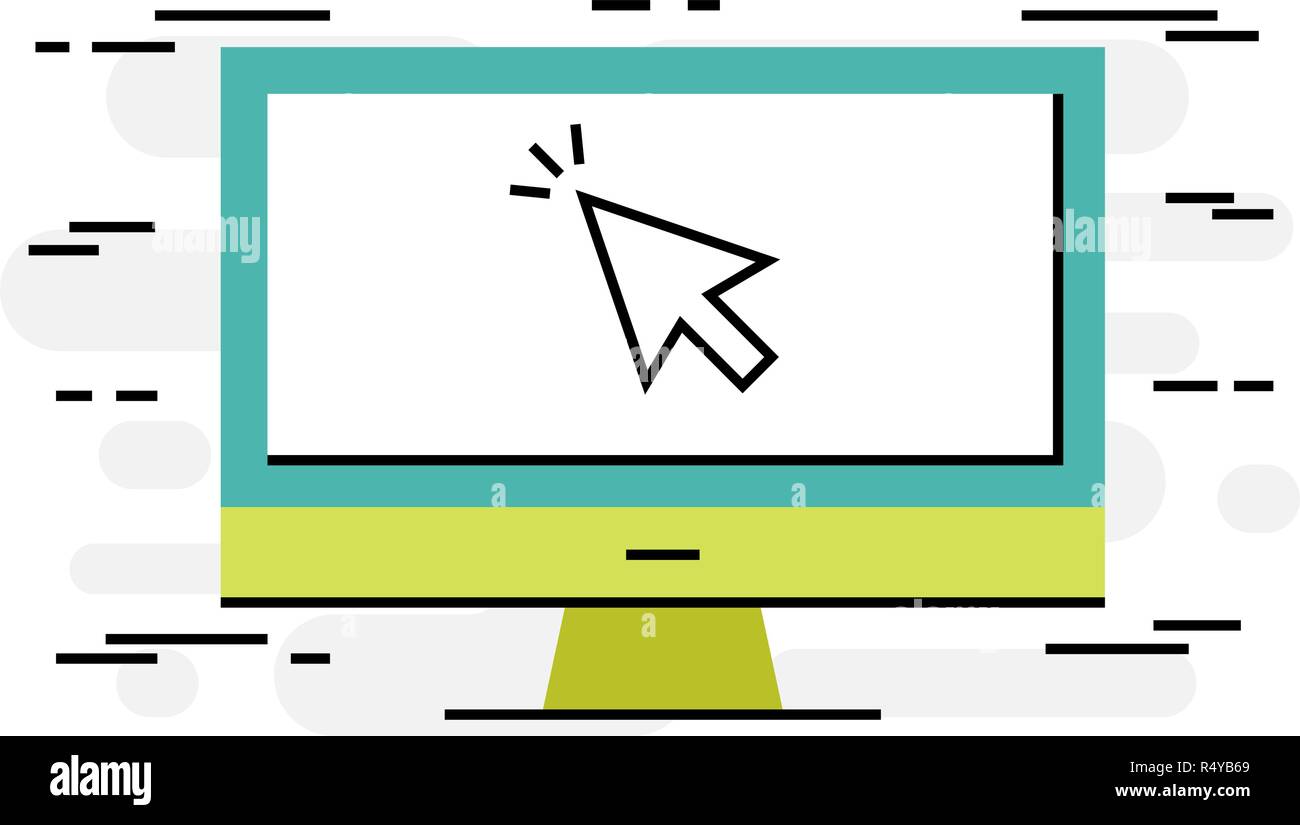Flache Bauweise thin line Konzept der Verwendung von Computer Stock Vektor
