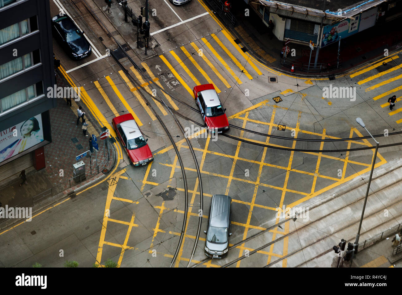 Straße Ecke von oben, auf der Insel Hong Kong Stockfoto