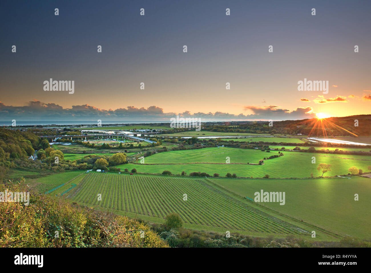 Shoreham Überführung bei Sonnenuntergang, West Sussex, UK, GB Stockfoto