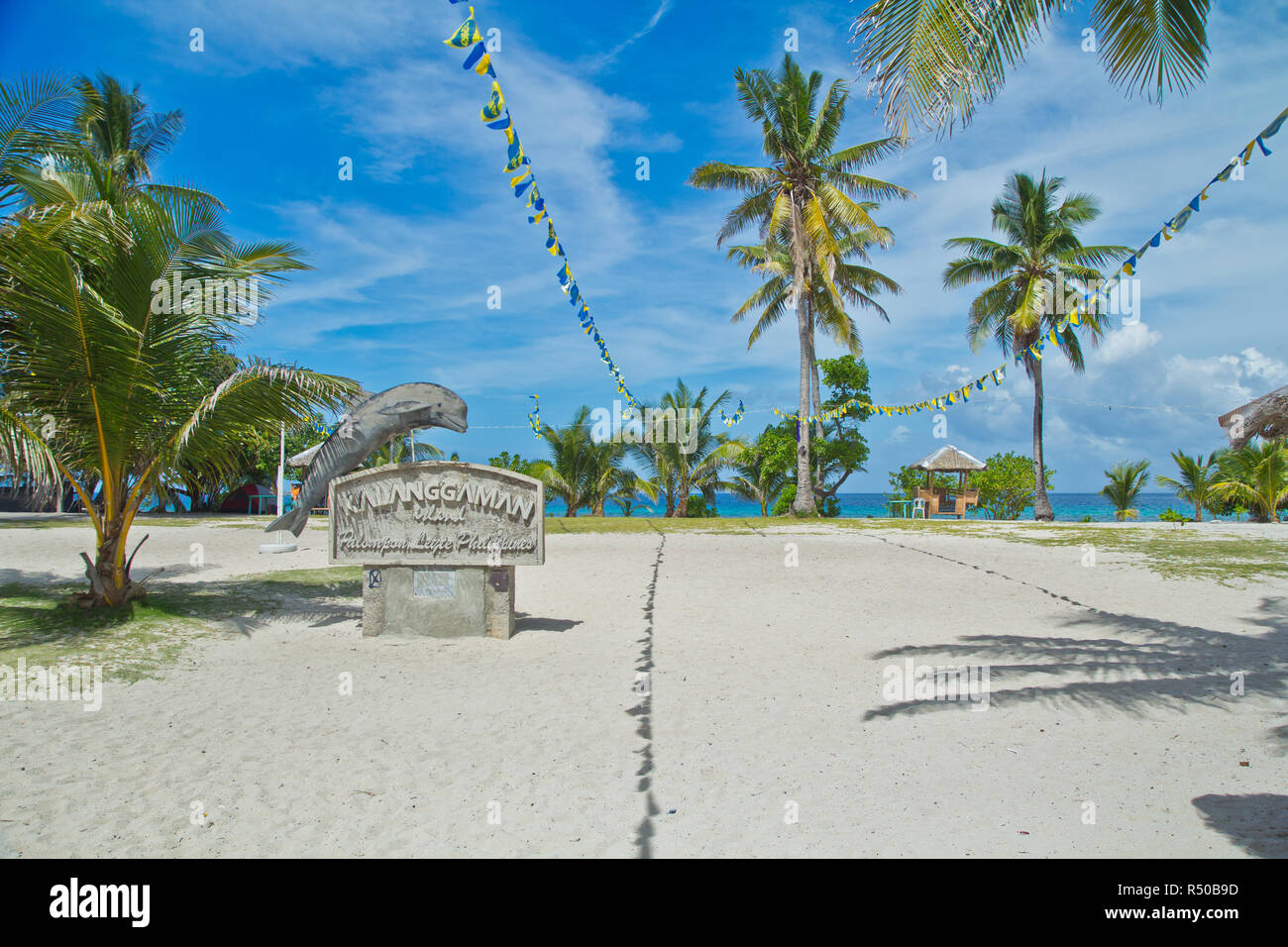 Kalanggaman Island ist eine der schönsten Inseln der Philippinen. Das Wasser so klar und blau, im Sand so weiß wie Pulver. Stockfoto