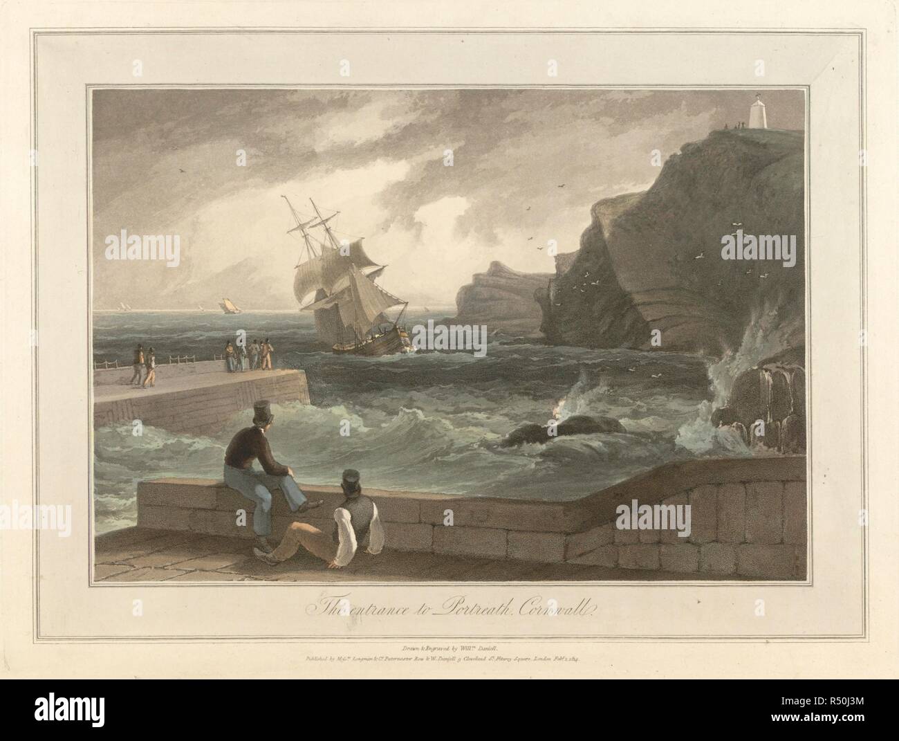 Der Eingang zum Portreath in Cornwall. Die Küste und Landschaft von Großbritannien. Gezeichnet und von William Daniell eingraviert. Eine Reise rund um Großbritannien im Sommer des Jahres 1813 durchgeführt. London England. Quelle: G.7043 Platte 3. Sprache: Englisch. Autor: DANIELL, WILLIAM. AYTON, Richard. Stockfoto