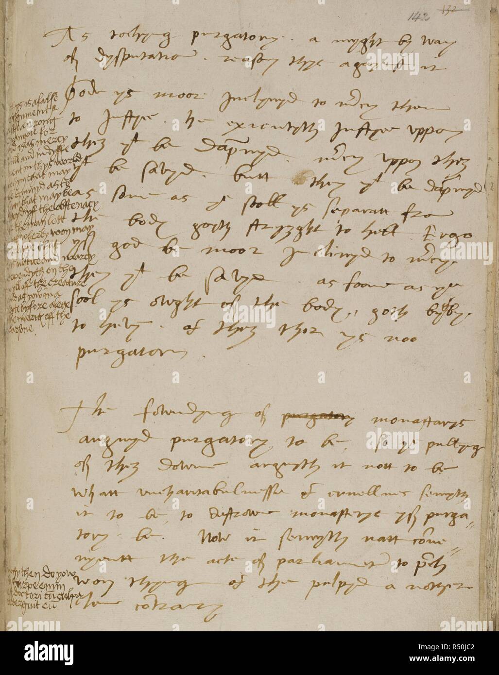 In den 1530s, Debatte über die Wirksamkeit der Gebete für die Toten und die Existenz des Fegefeuers wütete. Um 1537 die reformistische Bischof von Worcester, Hugh Latimer (C. 1485-1555), die für den König ein Papier in der Opposition ins Fegefeuer vorbereitet. Scharfe Heinrichs VIII. Uneinigkeit zeigt sich in seinem rn Kommentare. Er sprach von Latimerâ € ™ s falsche Argumente, falsche Beispiele und rügte Bischof für â € "Seiner fleischlichen Witz, die in der Predigt sie Tadel so muchâ €™. Wenn Latimer behauptete, dass die Auflösung der Klöster gerechtfertigt sein könnte, nur wenn das Fegefeuer negiert, Henry reagierte mit Stockfoto