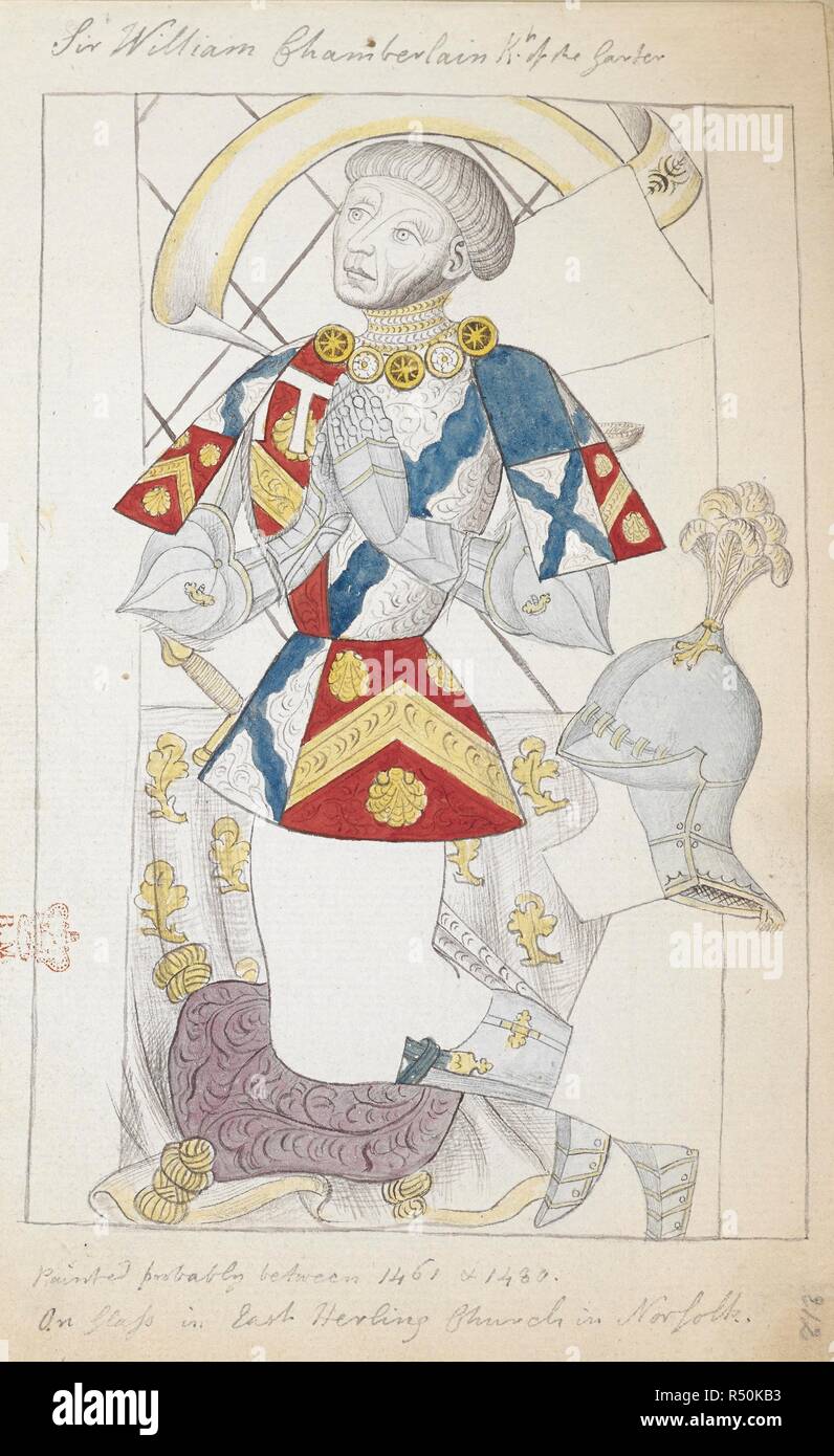 Sir William Chamberlain, KG, kniend in der Haltung des Gebets in der