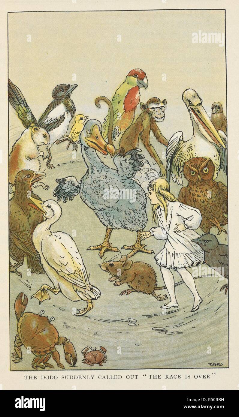 Der Dodo plötzlich als "das Rennen vorbei ist." Alice Racing mit Tieren. Alices Abenteuer im Wunderland... Mit 8 farbigen und 42 andere Illustrationen von W. H. Walker.. London; New York: John Lane, [1907]. Quelle: 12803.t.20 Platte gegenüberliegenden Seite 24. Stockfoto