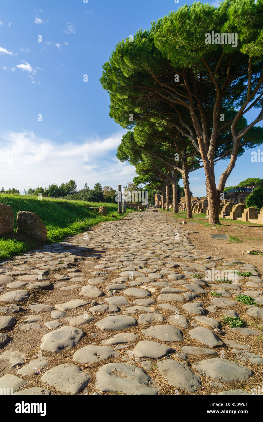 Ostia Antica in Rom, Italien. Archäologische Römische Reich street view Stockfoto