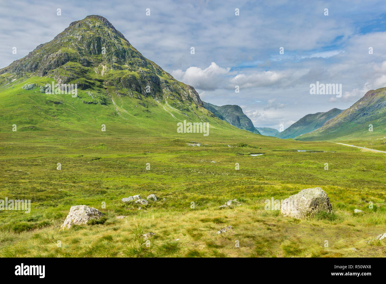 Malerische schottische Bergblick, Glencoe, Schottland, UK Stockfoto