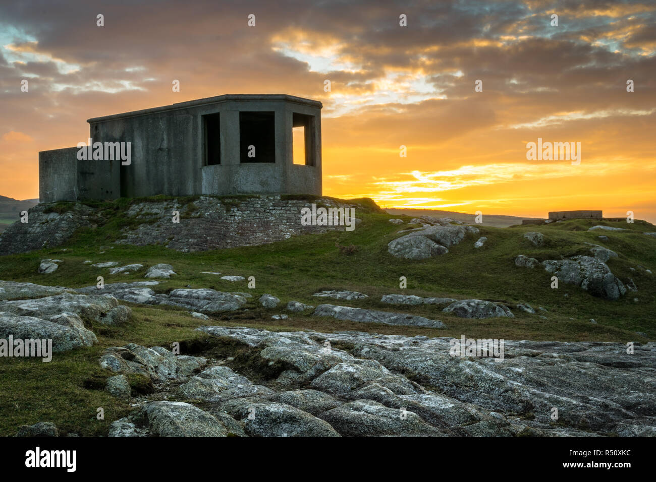 Dies ist der alte Fanad Head Aussichtspunkt Post benutzt, die Schiffe auf dem Meer zu sehen Stockfoto