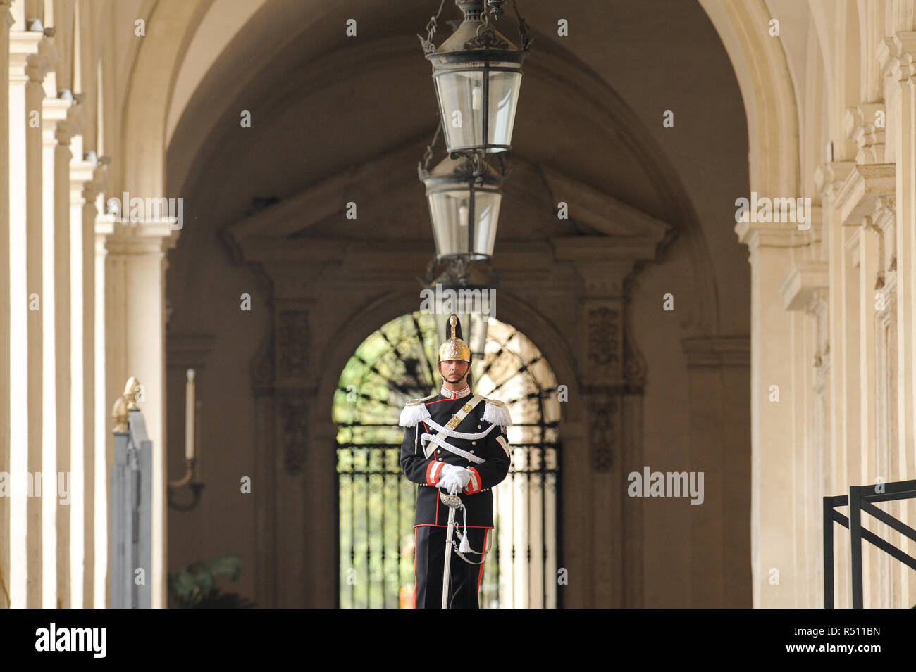 Mitglied des Reggimento Corazzieri (Kürassiere' Regiment) Teil der
