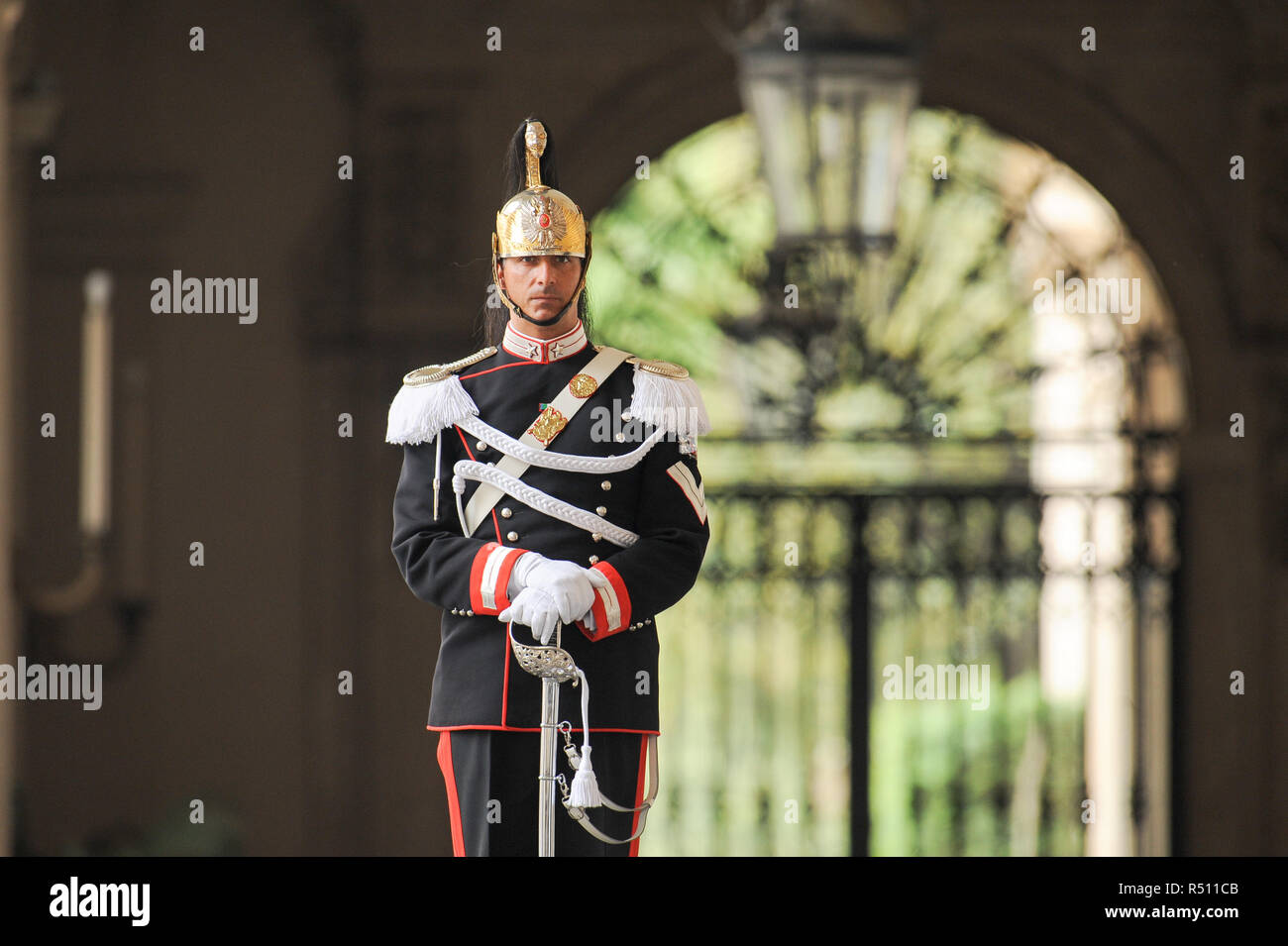 Mitglied des Reggimento Corazzieri (Kürassiere' Regiment) Teil der