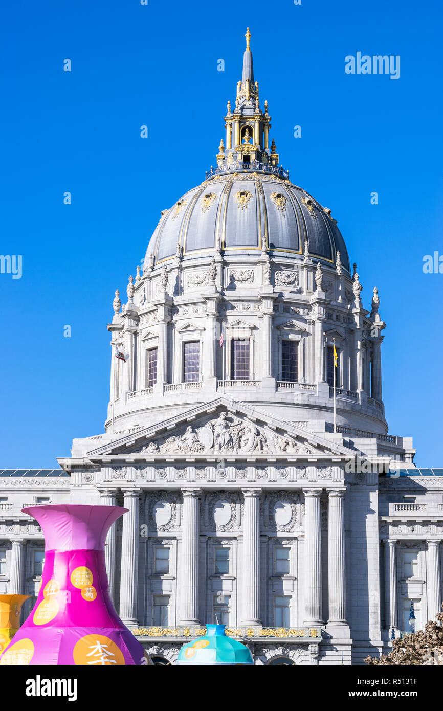 Rathaus von San Francisco. San Francisco ist das kulturelle, wirtschaftliche und finanzielle Zentrum der nördlichen Kalifornien Stockfoto