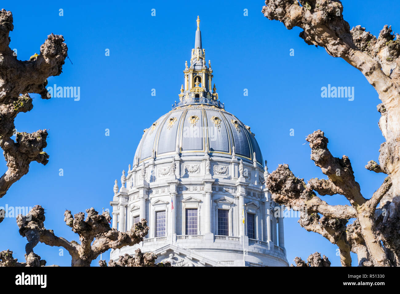 Rathaus von San Francisco. San Francisco ist das kulturelle, wirtschaftliche und finanzielle Zentrum der nördlichen Kalifornien Stockfoto